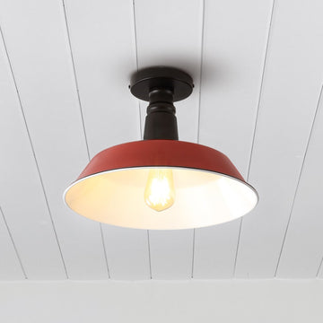 Camila 14" Classic Industrial Indoor/Outdoor Iron LED Semi Flush Mount